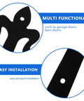 Close-up of heavy duty 8 inch weld on exterior door hinges showing multifunctional use for garage and barn doors.