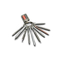 DSVT4MB Deck-Drive DSV Wood Screw 10 x 4 Inch Flat Head T-25 With Quik Guard Tan on metal keyring with sample screws