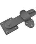 Five And Three Quarters Inch Black Wrought Iron Barn Door Latch featuring heavy duty gate lock and mounting hardware.