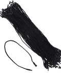 Hella Sturdy Black Cotton Hang Tag Strings With Quick Click Snap Lock Pins 200 Pack, displaying 200 black cotton straps.
