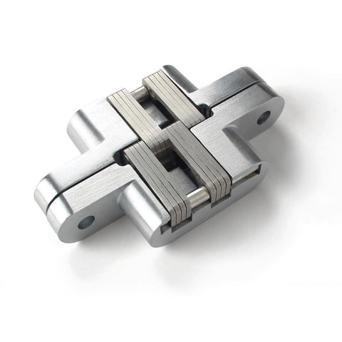 Hidden Door Hinge 0 to 180 Degree Opening Zinc Alloy Door Hardware Silver Small Size, Smooth Quiet Operation, Self Concealed Hinge