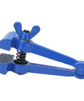 50mm Mini Hand Vise With Carbon Steel Build And Non Slip Jaw, Locking Clamps For Precise Small Parts Work, Handy Boss Grade Tool For Maintenance, Model Making, Jewelry Crafting And Electronics Projects, blue side view