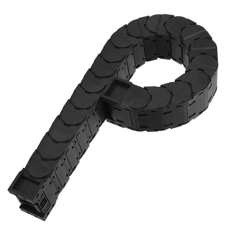 Rock Solid Low Noise Full Enclosed Nylon 66 Cable Drag Chain For CNC Machines And Engraving Arms, D30x38 mm, 1m Length, black