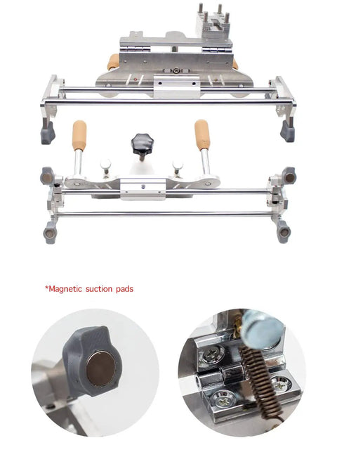 Fast Flip Precision Belt Grinder Jig With Quick Adjust Angle Guide features stainless components and magnetic suction pads for stability.