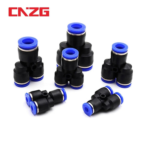 Top Shelf 100 Piece Plastic Push To Connect Pipe Fittings Kit For Air And Water Systems With Quick Release Design For 4mm Up To 16mm Od Tubing black and blue fittings