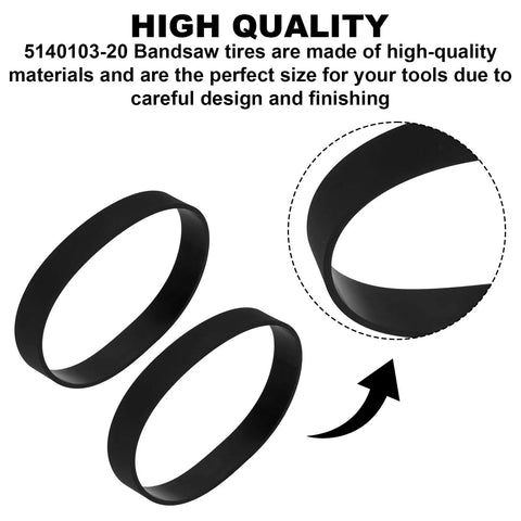 5140103-20 Replacement Tire For Dewalt Bandsaw DCS370 And DCS371 Series, black tire in a 2-pack set, shown against a white background.