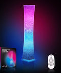 Dope 52 Inch Floor Lamp With RGB Color Changing LEDs, Modern Slim Design, Tyvek Fabric Shade displayed with remote control