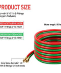 One Quarter Inch By Fifty Foot Oxygen Acetylene Twin Welding Hose Pro Grade Heavy Duty Grade R With Nine Sixteenth Inch B Fittings