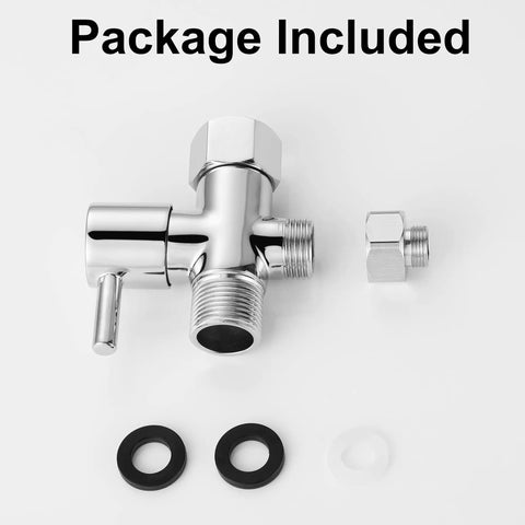 Package includes Brass T Valve Bidet Connector With Shut Off Valve For Toilet Chrome Finish 7/8 Inch By 7/8 Inch By 1/2 Or 3/8 Inch