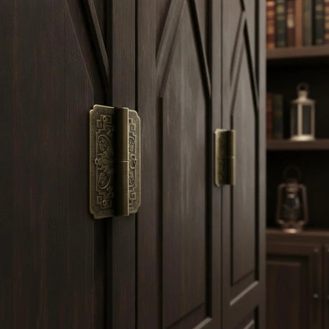 No Fuss Surface Mount Decorative Hinge In Solid Copper Bronze Finish For Cabinet Doors 4.3 By 2.4 Inches DIY Friendly Quick Install