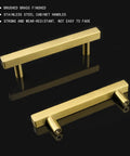 25 Pack Gold Cabinet Handles 3 3 Quarter Inch Hole Spacing Brushed Brass On Stainless Steel T Bar Drawer Pulls in close-up view