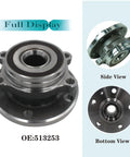 Front Wheel Bearing And Hub Assembly 513253 For Audi And VW, side and bottom view, ABS-ready, direct fit