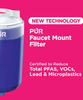 Close-up of PUR blue Faucet Mount Replacement Water Filter 2 Pack With 3 In 1 Mineral Filtration And Lead Removal
