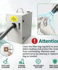 Killer 500W Industrial Benchtop Dust Collector And Lab Vacuum Extraction Unit For Fine Particle Removal Including Gypsum Resin And Metallic Debris With Hella Strong Suction Power, featuring a flexible hose.