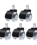 Five Piece Rock Solid Office Chair Caster Wheels With Universal Replacement Furniture Casters Boasting Silent Roll Pu Tread for smooth glide.