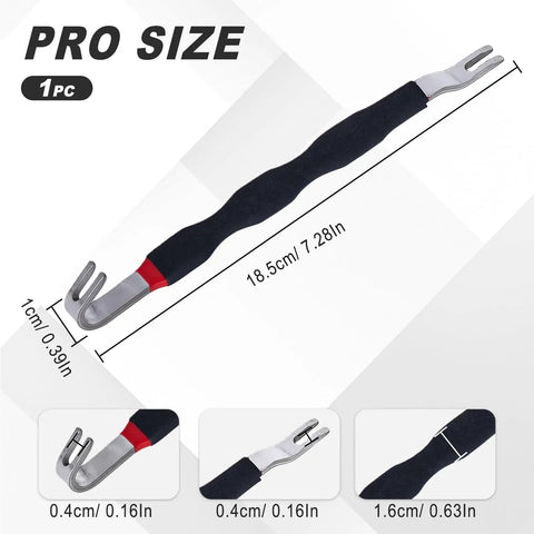 Pro size view of Dual Head Terminal Removal Tool For Cars, Quick Release Wire Connector Separator, with measurements