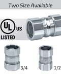 10 Pack Steel Compression Rigid Couplings Built Tough Heavy Duty One Half Inch Zinc Plated Threadless Conduit Fittings With Spring Coil For Connecting Rigid Tubes To Tubes Metal Electrical Conduit Connectors, 1/2 and 3/4 in sizes