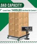Badass Heavy Duty Swivel Caster Wheels 3 Inch Polyurethane Tread Steel Core 1400 Lb Capacity Non Marking Industrial Cart Wheels load capacity displayed with a scale.
