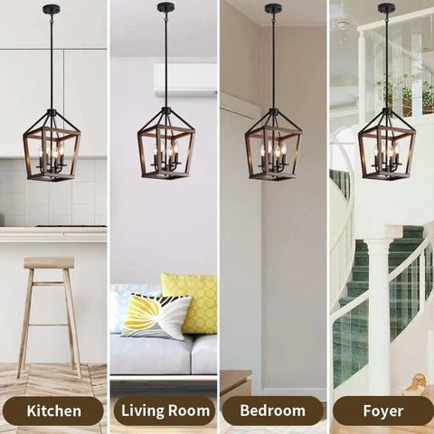 Farmhouse Orb Metal Chandelier 4 Light Vintage Handmade Rustic Wood Pendant Hanging Light Fixture For Kitchen Island Dining Room Living Room Bedroom Foyer Hallway Brings Cozy Vibe And Rustic Charm To Your Space