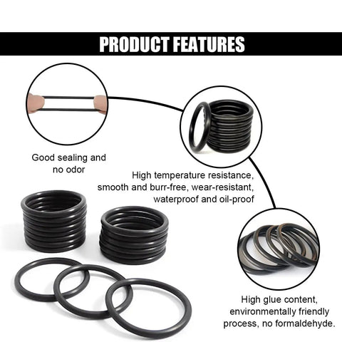 Universal Car Bumper Fastener Kit 16 Pcs O Rings And Quick Release Washers, nitrile rubber features and benefits diagram