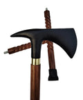 Black Handle Axe Walking Cane With Antique Lock Three Part Open Vintage Walking Stick Durable Aluminum And Wood Build