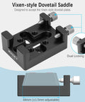 Telescope Dovetail Saddle Clamp Mount Base for Vixen Style Dovetail Plate with dual thumbscrew lock and M6 slots.