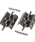 Two Pack Antique Bronze Cabinet Door Crown Hinges For Vintage Jewelry Box Or Wooden Chest, 8 Holes, 55mm By 51mm
