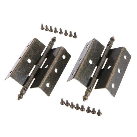 Two Pack Antique Bronze Cabinet Door Crown Hinges For Vintage Jewelry Box Or Wooden Chest, 8 Holes, 55mm By 51mm