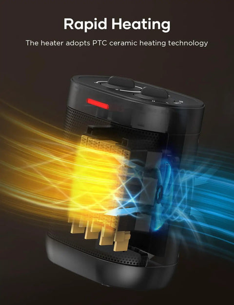1000W Ceramic Space Heater With Thermostat No Fuss Mini Portable Electric Heater showing rapid PTC ceramic heating technology