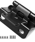 Matte Black Self Closing Cabinet Hinges 32 Pack Soft Close Door Hardware Semi Hidden Steel Build with screws for installation.