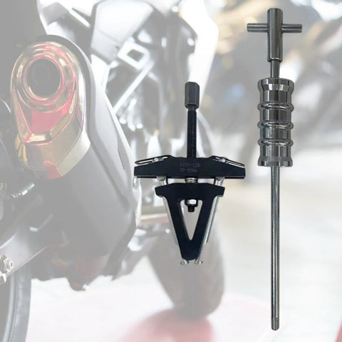Badass Adjustable Bearing Puller For Motorcycle Steering Column Race Removal Two Jaw Puller From Carbon Steel Fits Imperial Threads For DIY Front End Maintenance Save Shop Fees By Fix It At Home Yourself Complete Your Garage Project Today, motorcycle steering race puller with carbon steel parts