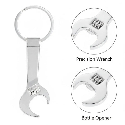 EDC Ready Zinc Alloy Multitool Keychain With Bottle Opener Ultra Compact Silver Pocket Tool featuring wrench and opener