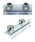 Sliding Door Hardware 100x30x29mm Heavy Duty Steel Trolley Assembly for barn shed sliding doors, visible rollers and steel construction.