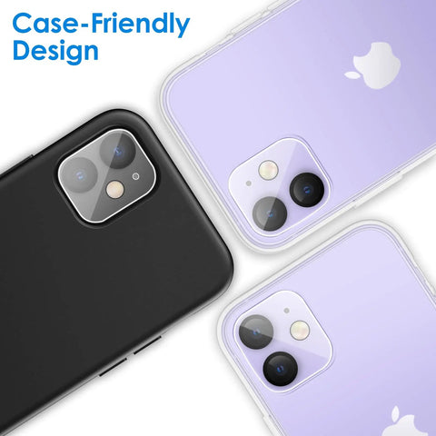 Camera Lens Protector For iPhone 11 6.1 Inch And iPhone 12 Mini 5.4 Inch, 9H Tempered Glass, installed on iPhone cameras
