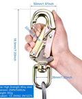 Hand holding 2 Pack Steel Wire Core Flipline Kit 1/2 Inch By 8 Feet For Tree Climbing Lanyard with measurements and specifications.