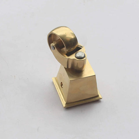 Heavy Duty Solid Brass Swivel Caster Wheels With Silent Rolling Square Cup Base Antique Vintage Furniture Casters For Sofa Piano Chair Replacement Smooth As Silk Rock Hard Reliable Quick Attach close-up of square cup base with wheel