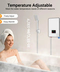 Woman relaxing in a bath with a Tankless Electric Water Heater 4500W With Digital Screen Display for instant hot water.