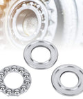 5pcs axial ball thrust bearings set with silver metal rings and ball cage, 1/2 bore