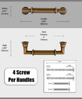 Diagram showing dimensions of 10 Pack Antique Brass Cabinet Pulls, 3 Inch Zinc Alloy Drawer Handles For Kitchen Cupboards, 76mm length.