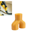 Top Shelf Dual Port Dust Collection Y Splitter For 2.5 Inch Shop Vac Hose Connector, heavy duty yellow adapter for dual dust extraction.