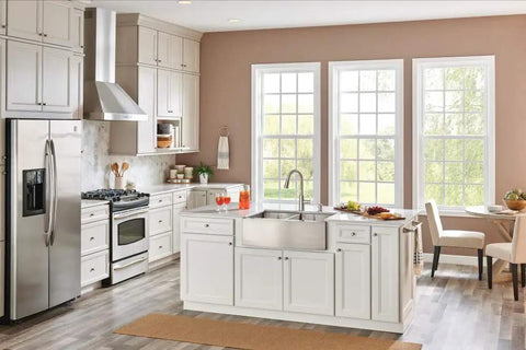Modern kitchen with Edwyn One Handle Pulldown Kitchen Faucet With Spot Resist Stainless Finish Deck Mount 7.5 Inch Reach