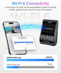 Top Notch 4K Front Dash Cam with phone showing WiFi 6 app control and quick 4K video download in progress, for safe rides.