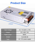 AC To DC Converter Power Supply 110 to 220V To 0 to 48V Adjustable DC Output Beefy 480W Peak 10A Max with LED Display