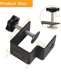 Adjustable Drawer Front Installation Clamps Kit With Rock Solid Bow Construction Dead Simple No Sweat Quick Fit Cabinet Hardware Jig C Clamps For Woodworking Easy Mounting Tool Two Black Pieces showing clamp dimensions and details.