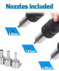 Pro Grade Hot Air Rework Station Nozzles Included with Detachable Soldering Gun, 3 Sizes Displayed, 212 to 896 Fahrenheit