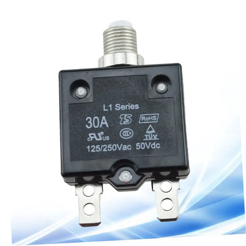 Automotive Circuit Breaker 50V 15A Overload Protector For Cars Boats And RVs Resettable Fuse With Three Eighths Inch Mounting Hole