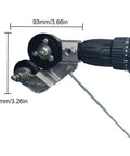Upgraded Nibbler Metal Cutter Drill Attachment mounted on a cordless drill, showcasing cutting dimensions 93mm and 83mm.