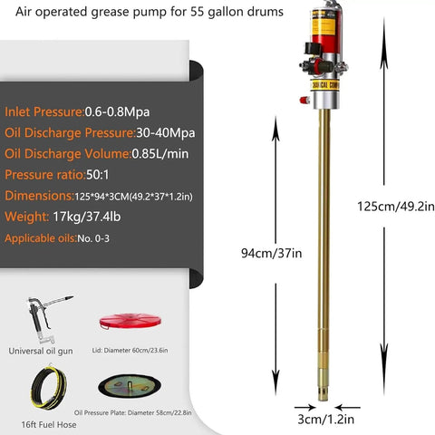 Premium Pneumatic Grease Pump With 16 Ft Heavy Duty Swivel Hose For 55 Gallon Drums Built Legit To Deliver Consistent Flow And Get Everything Lubricated Without Any Hiccup Or Hassle At All