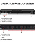 Rack Mount Power Conditioner With Ten US Outlets And Thirty Amps For Pro Audio Gear Home Theater Systems And Stage Studios showing operation panel.
