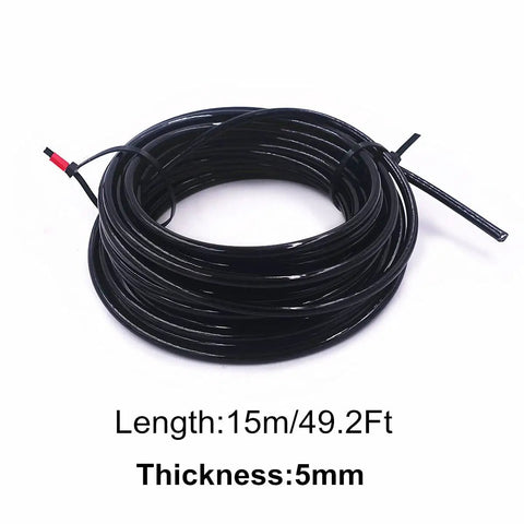 Heavy Duty 5mm Steel Wire Cable 49 Feet Replacement For Home Gym Pulley Machines Non Slip Black Coated Rope, coiled and ready for use.